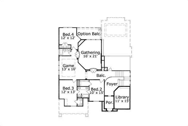 Floor Plan Second Story of Country Plan #156-1494