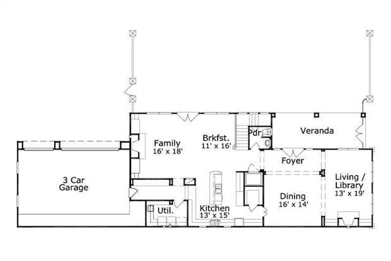 Floor Plan First Story of Luxury Plan #156-1497