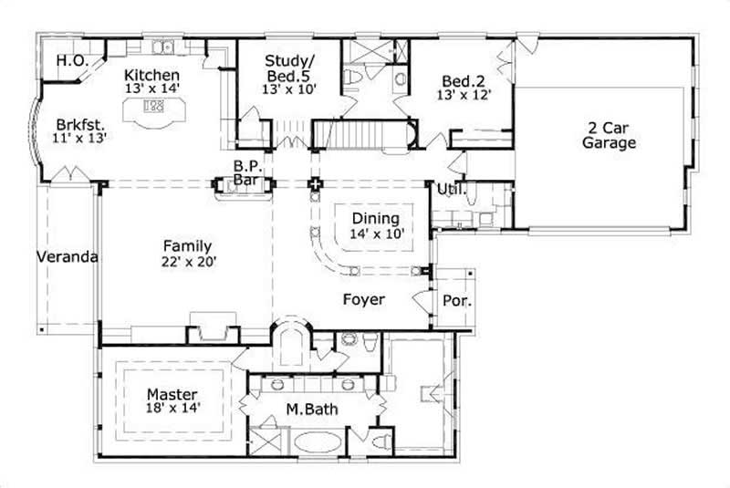 Floor Plan First Story of Luxury Plan #156-1498