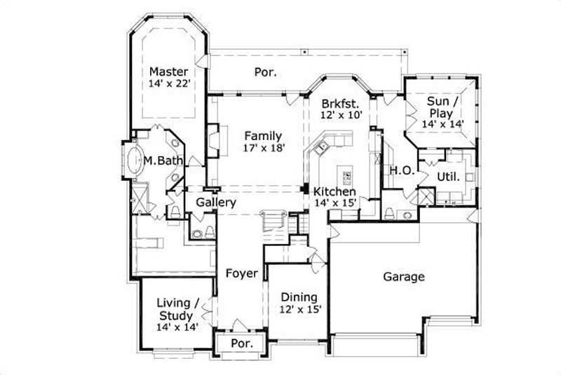 Floor Plan First Story of Luxury Plan #156-1499