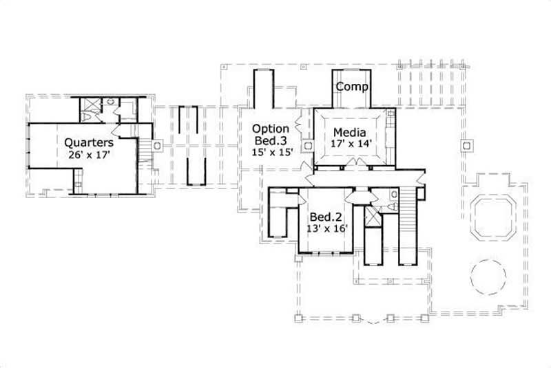 Floor Plan Second Story of Luxury Plan #156-1506