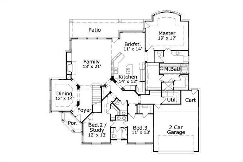 Floor Plan First Story of Country Plan #156-1508