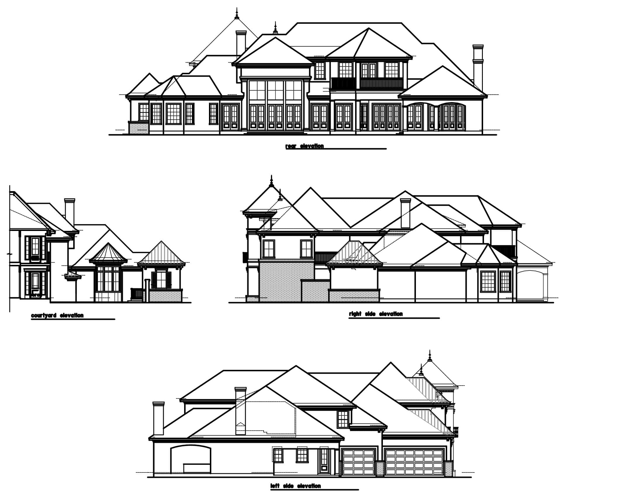Home Plan Elevations of this 5-Bedroom,6044 Sq Ft Plan -156-1511