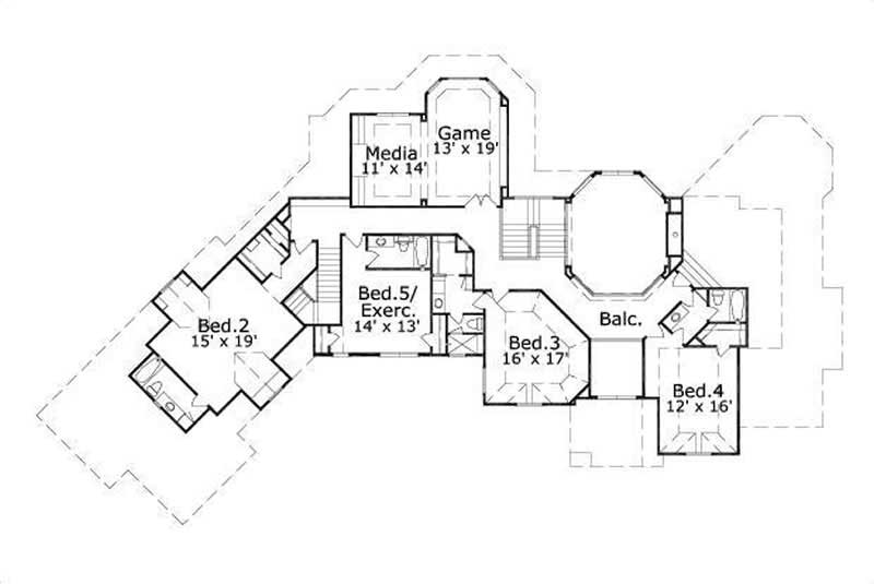 Floor Plan Second Story of Craftsman Plan #156-1514