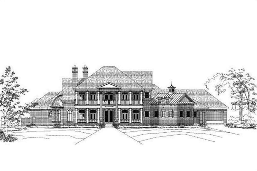 Luxury home plans front rendering.