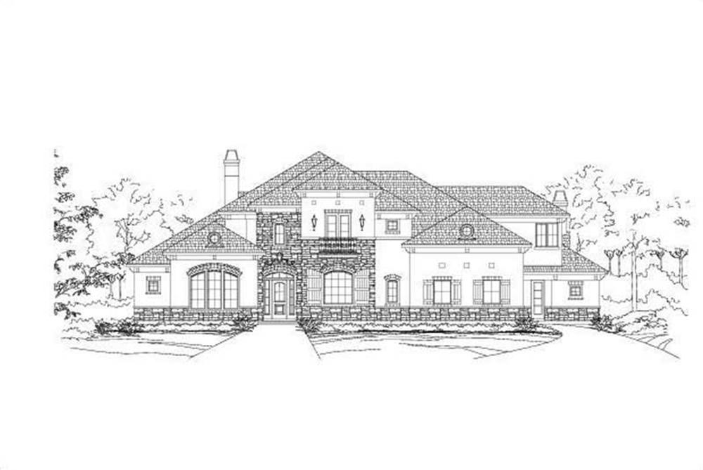 Front elevation of Tuscan home (ThePlanCollection: House Plan #156-1517)