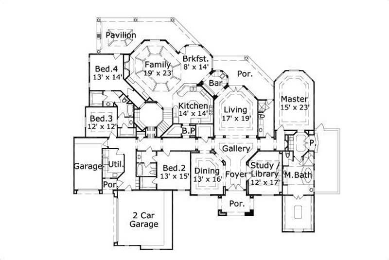 Floor Plan First Story of Country Plan #156-1527