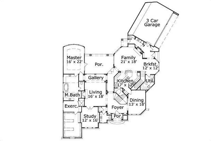 Floor Plan First Story of Luxury Plan #156-1531