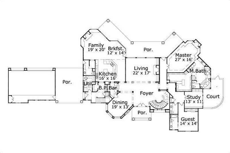 Floor Plan First Story of Luxury Plan #156-1533