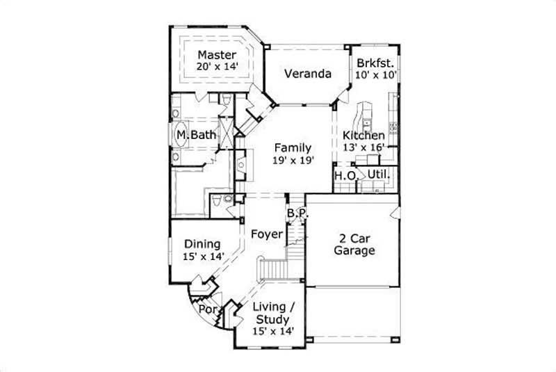 Floor Plan First Story of Mediterranean Plan #156-1541