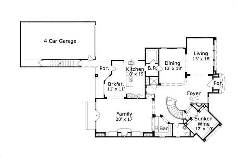 Floor Plan First Story of Luxury Plan #156-1542