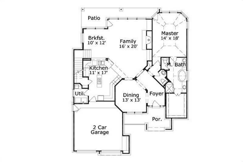 Floor Plan First Story of Traditional Plan #156-1557