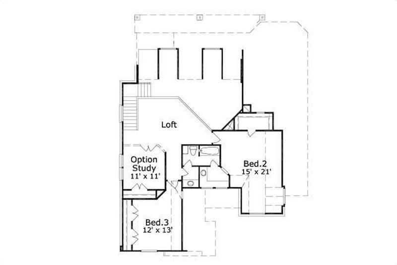 Floor Plan Second Story of Traditional Plan #156-1557