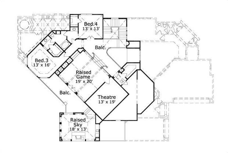 Floor Plan Second Story of Country Plan #156-1575