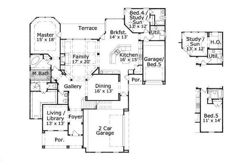 Floor Plan First Story of Luxury Plan #156-1579