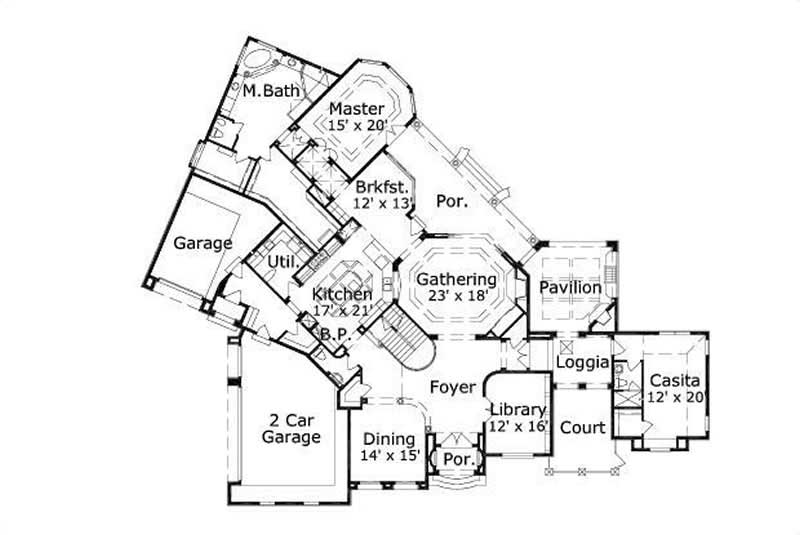 Floor Plan First Story of European Plan #156-1581