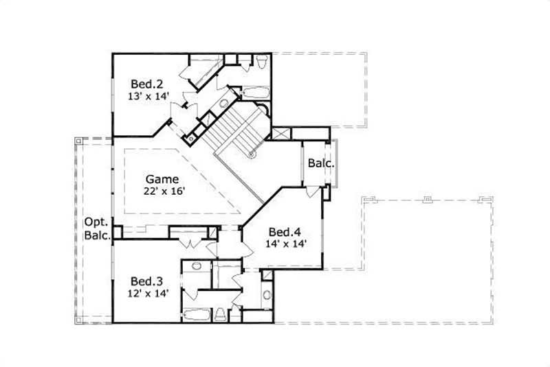 Floor Plan Second Story of French Plan #156-1584