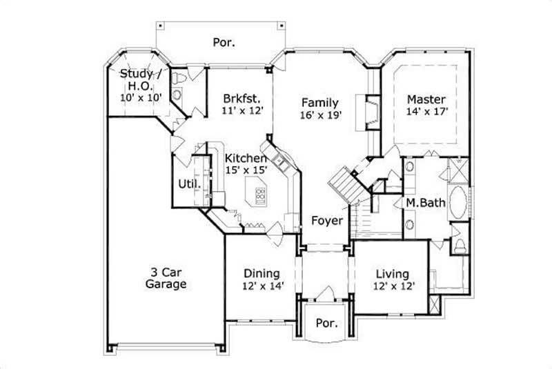 Floor Plan First Story of Traditional Plan #156-1585