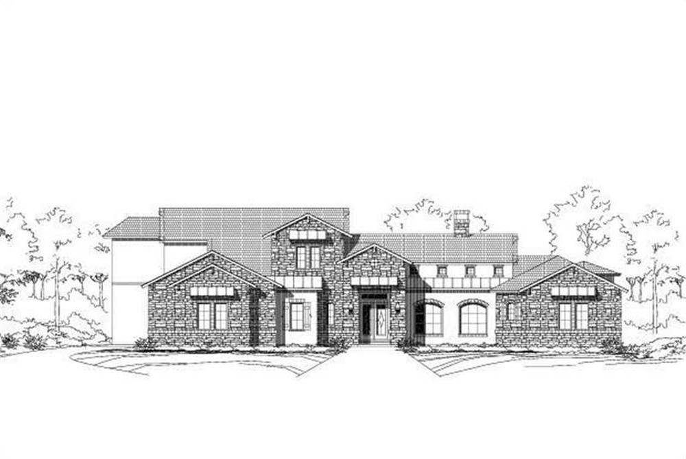 Front elevation of Luxury home (ThePlanCollection: House Plan #156-1593)