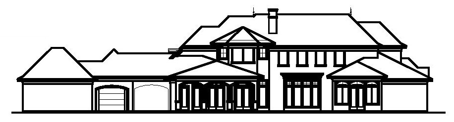 Home Plan Rear Elevation of this 5-Bedroom,6331 Sq Ft Plan -156-1598