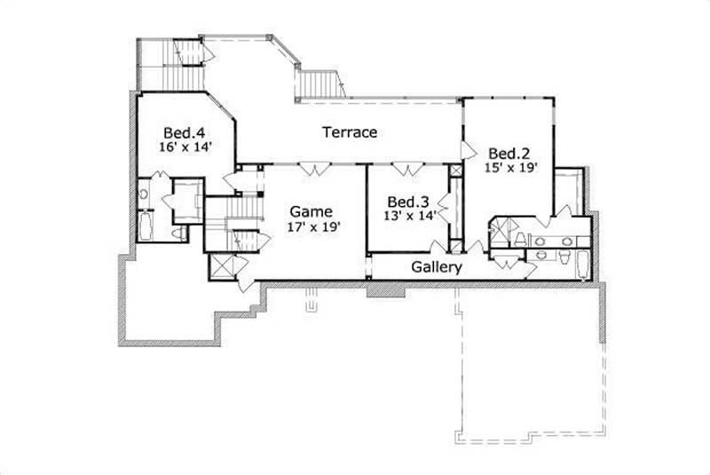Floor Plan First Story of Tuscan Plan #156-1602