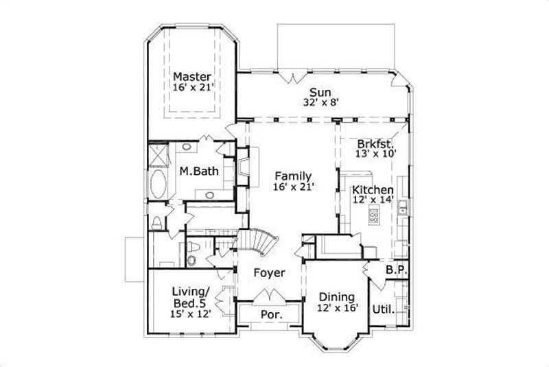 Floor Plan First Story of Luxury Plan #156-1609