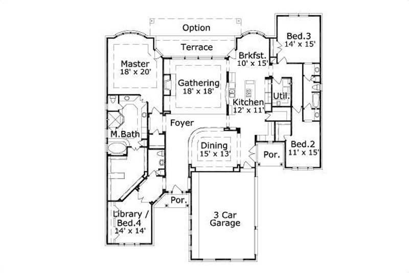 Floor Plan First Story of Luxury Plan #156-1614