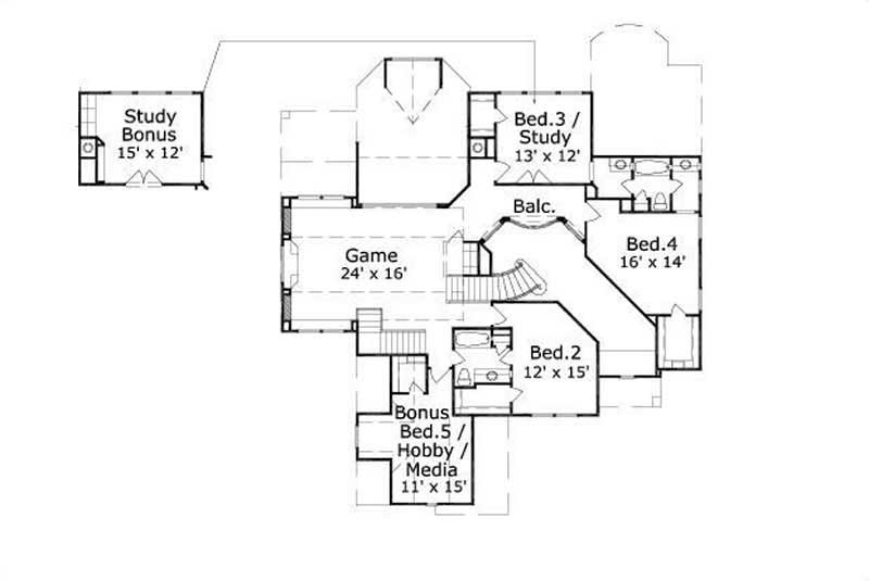 Floor Plan Second Story of Country Plan #156-1618