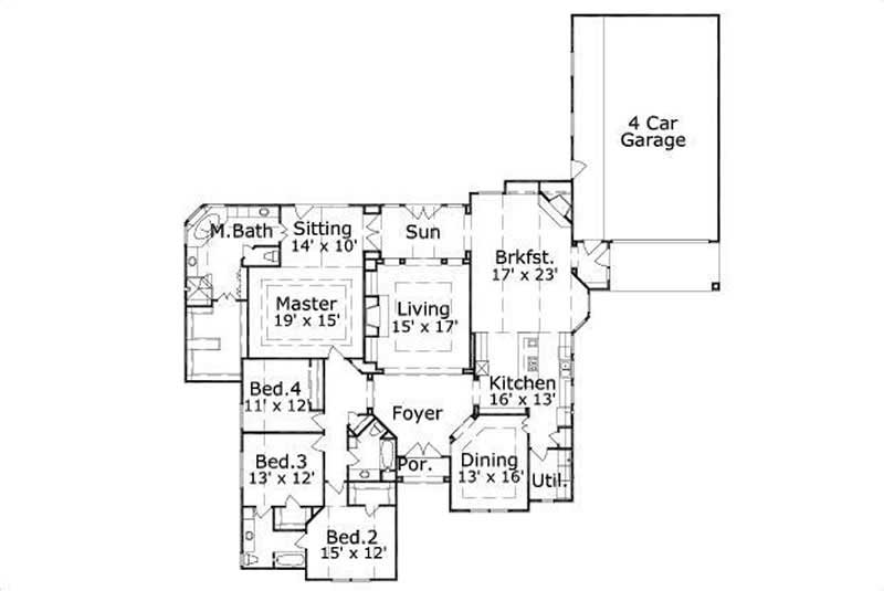 Floor Plan First Story of Luxury Plan #156-1638