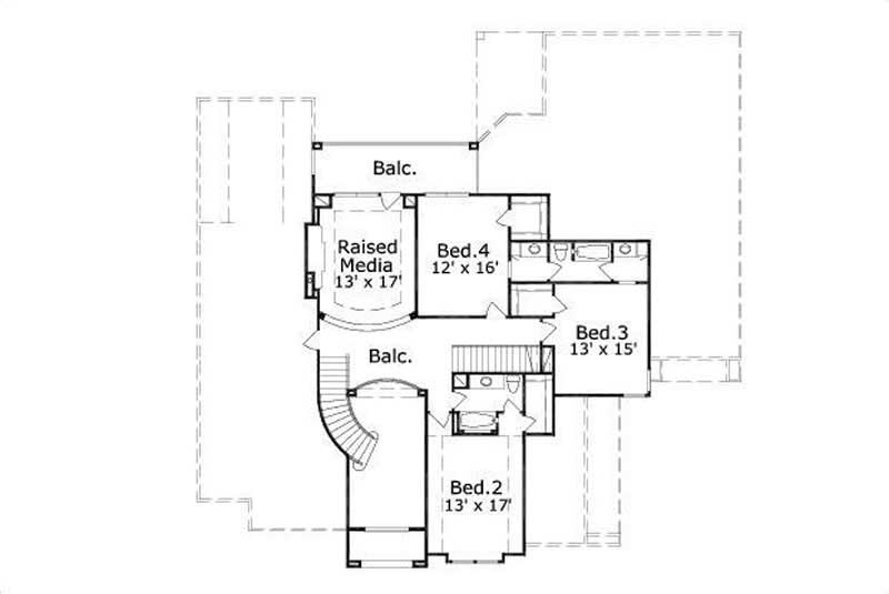 Floor Plan Second Story of French Plan #156-1655