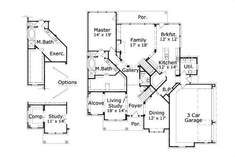 Floor Plan First Story of Country Plan #156-1660