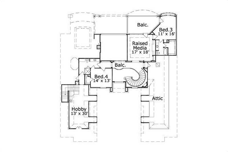 Floor Plan Second Story of Luxury Plan #156-1663
