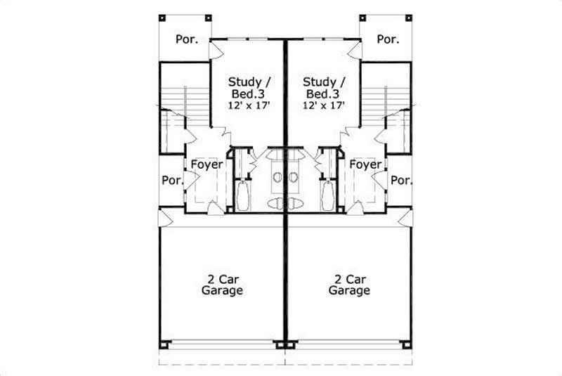 Floor Plan First Story of Multi-Unit Plan #156-1676