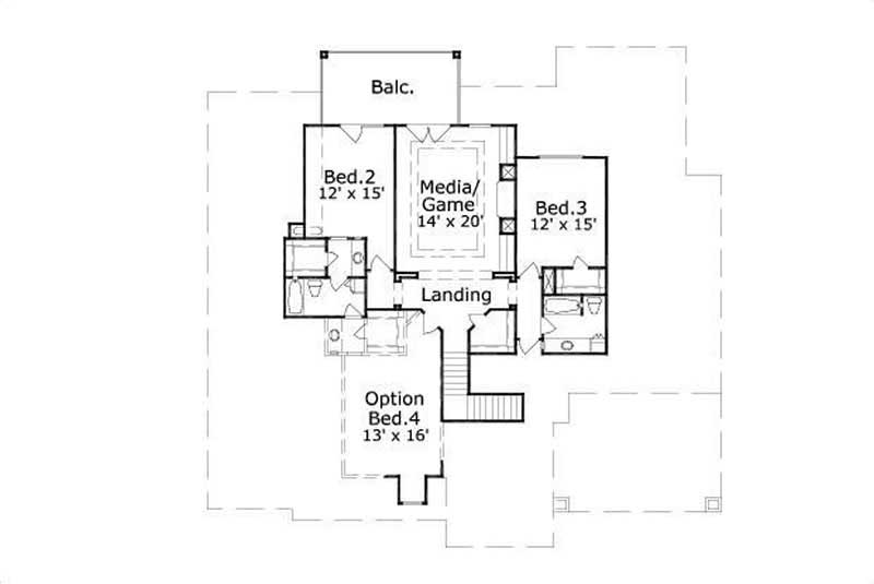 Floor Plan Second Story of Country Plan #156-1679