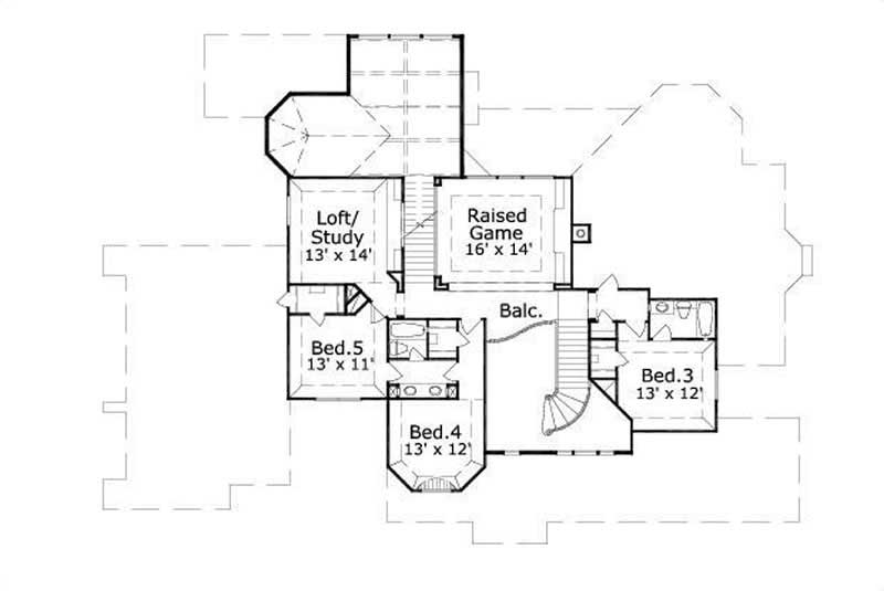 Floor Plan Second Story of Country Plan #156-1684