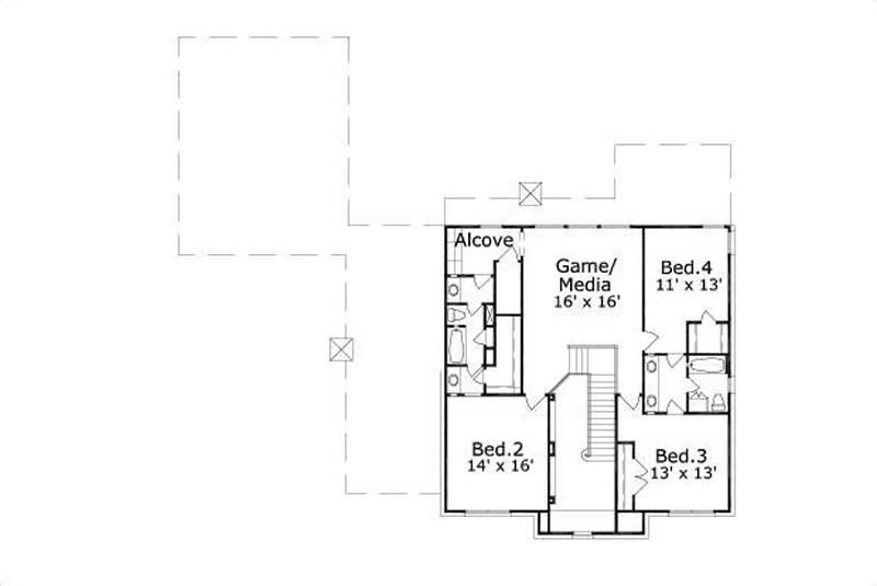 Floor Plan Second Story of Luxury Plan #156-1685