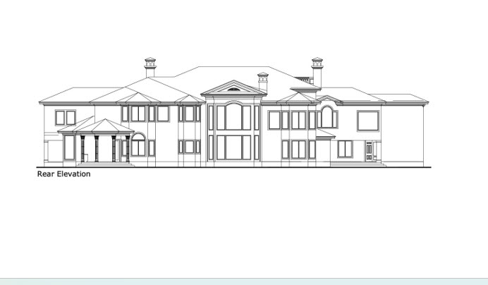 Home Plan Rear Elevation of this 6-Bedroom,8662 Sq Ft Plan -156-1686