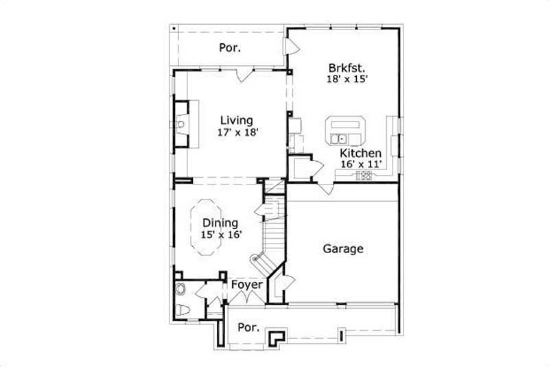 Floor Plan First Story of Traditional Plan #156-1690