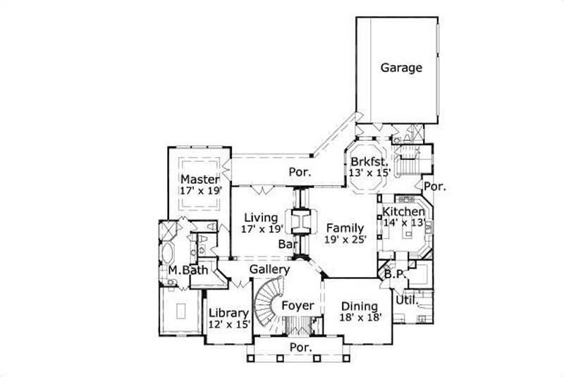 Floor Plan First Story of Luxury Plan #156-1699