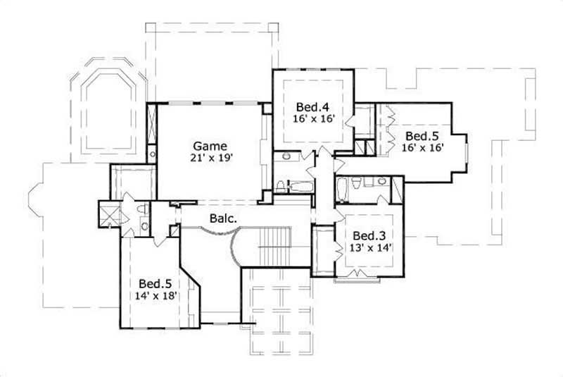 Floor Plan Second Story of Country Plan #156-1700