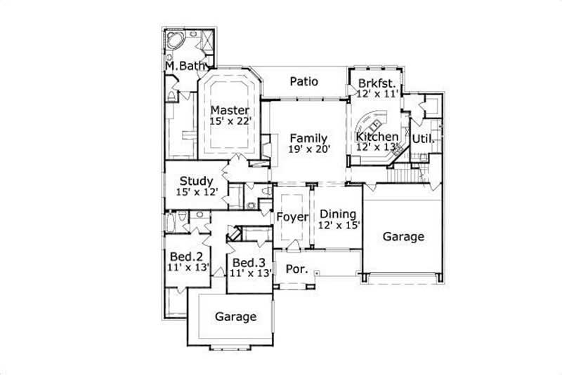 Floor Plan First Story of Luxury Plan #156-1703