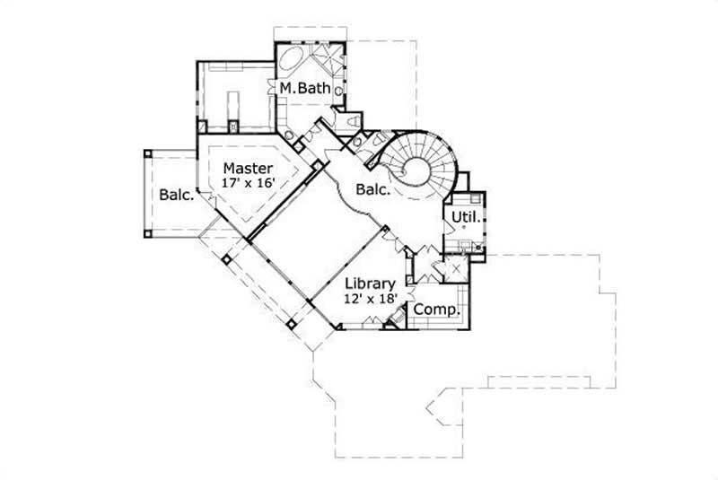 Floor Plan Second Story of Contemporary Plan #156-1706