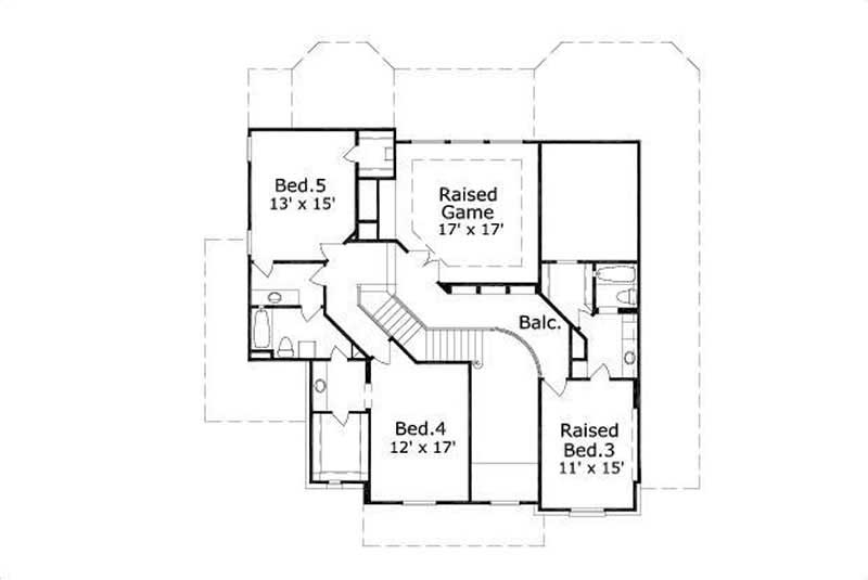 Floor Plan Second Story of Luxury Plan #156-1707