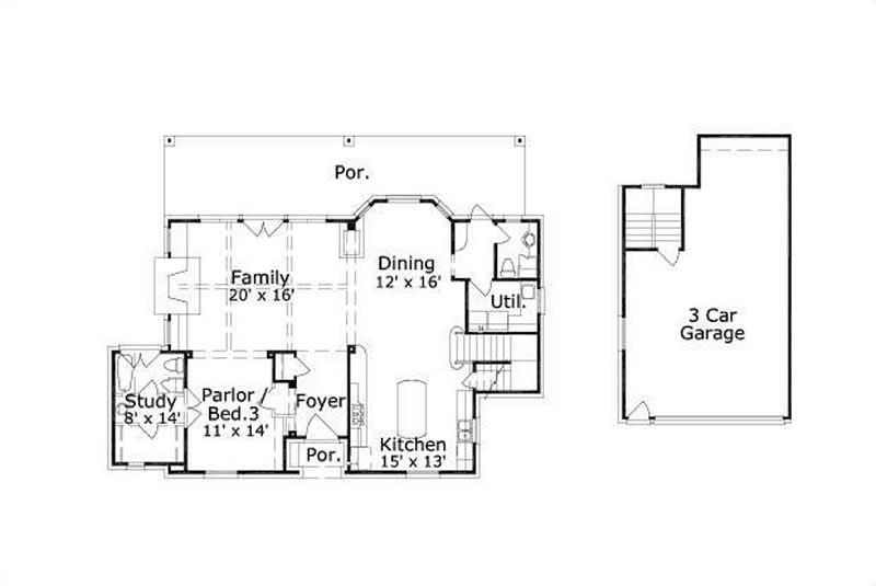 Floor Plan First Story of Traditional Plan #156-1708