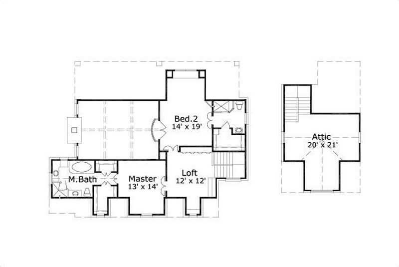 Floor Plan Second Story of Traditional Plan #156-1708