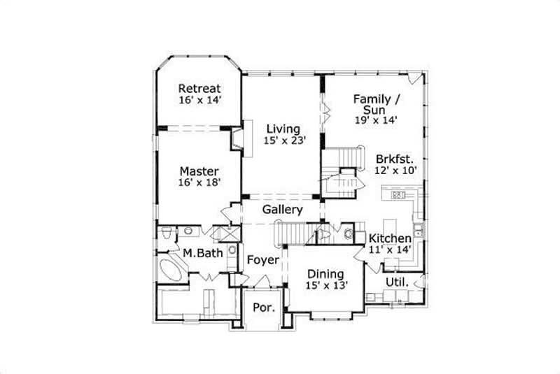 Floor Plan First Story of Luxury Plan #156-1721