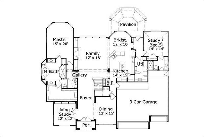 Floor Plan First Story of Mediterranean Plan #156-1728