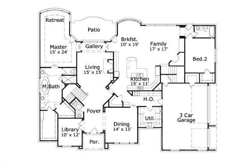 Floor Plan First Story of Luxury Plan #156-1736