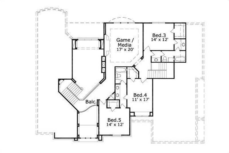 Floor Plan Second Story of Luxury Plan #156-1736