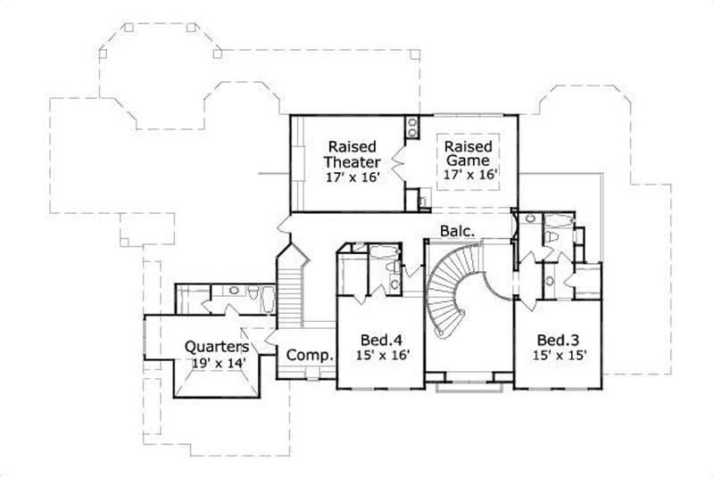 Floor Plan Second Story of Luxury Plan #156-1742